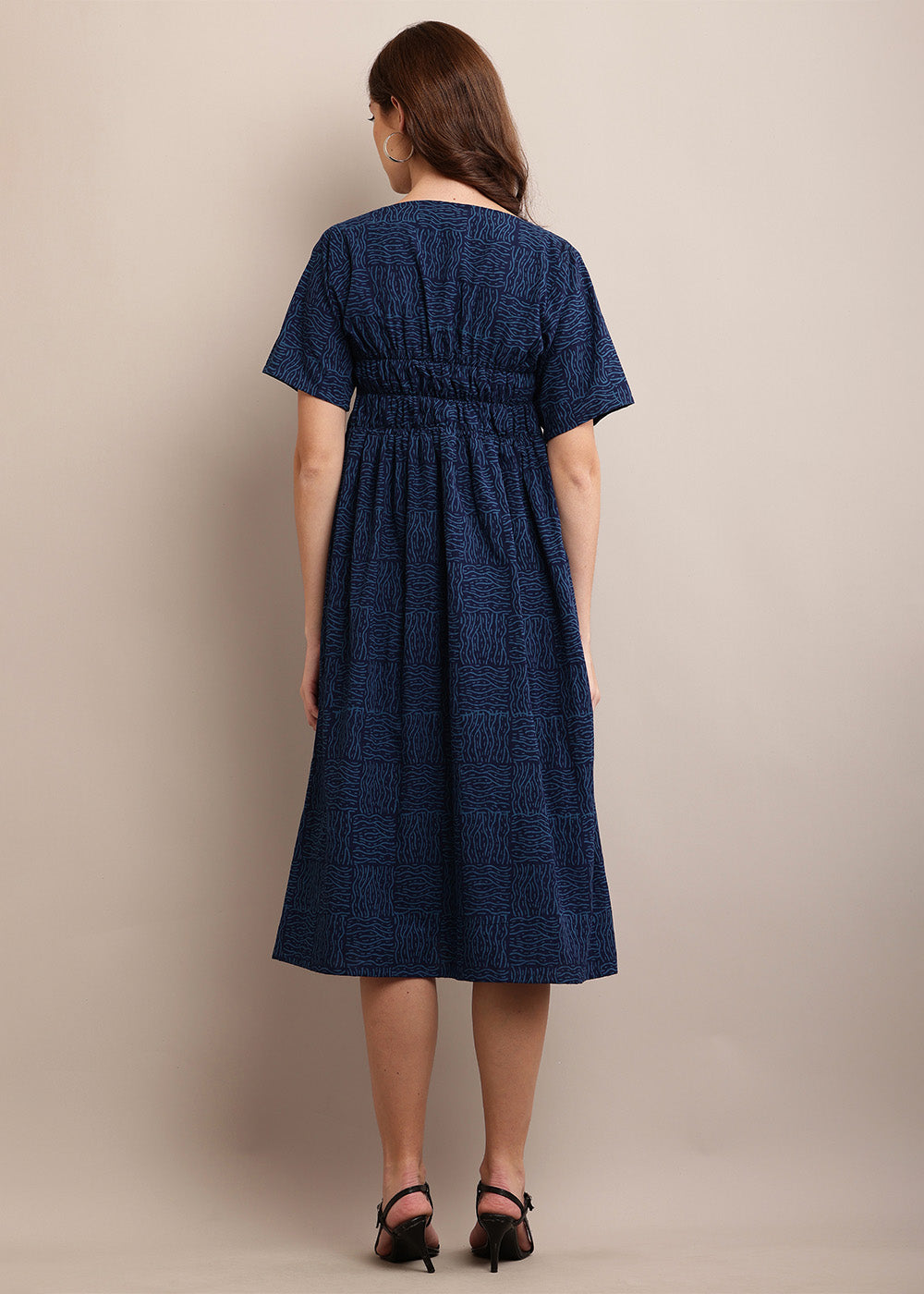 Indigo Blue Block Printed Dress