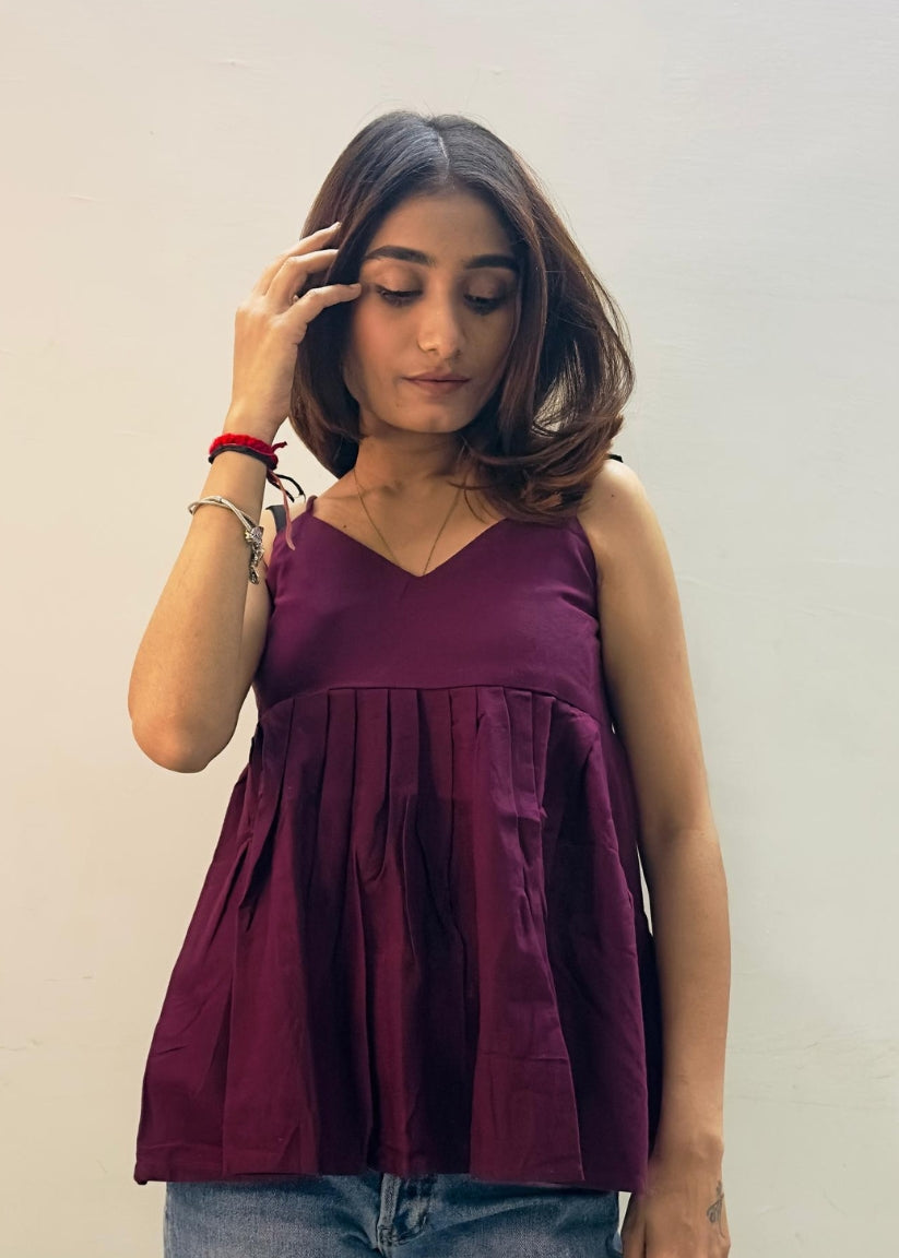Maroon Colour Styled Back Top