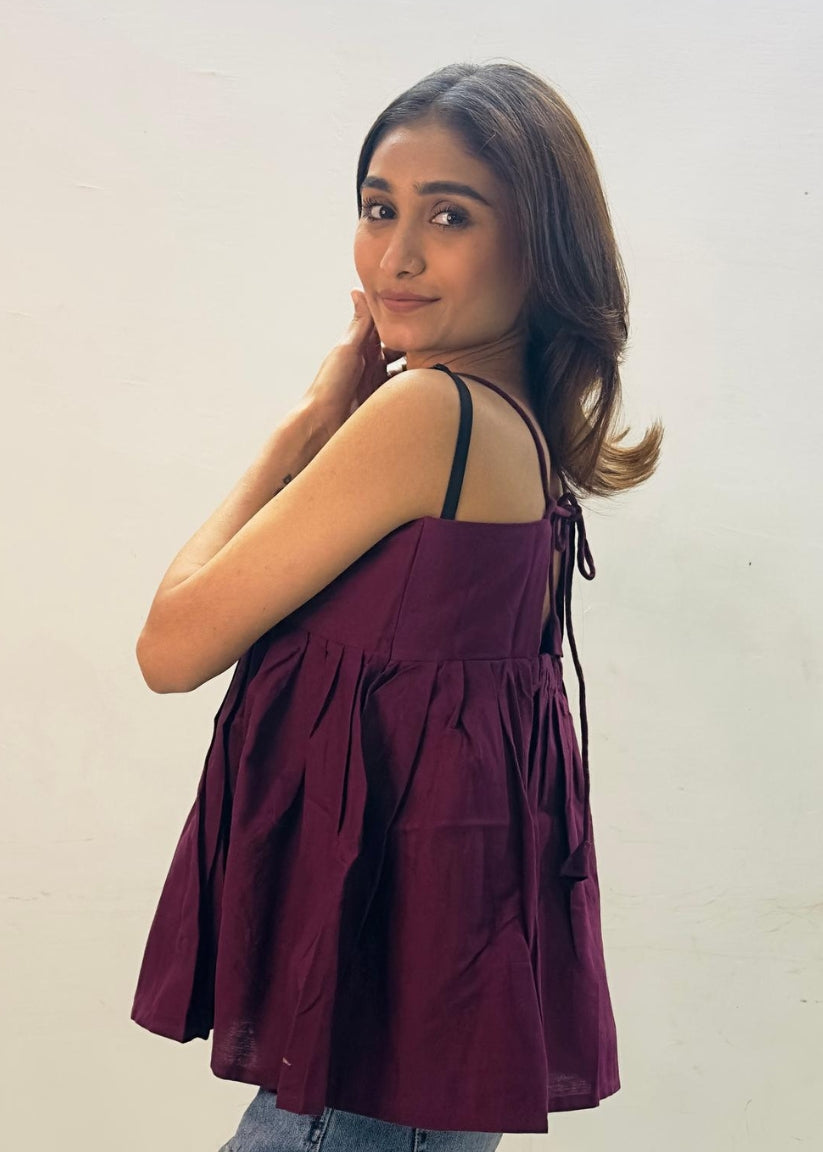Maroon Colour Styled Back Top