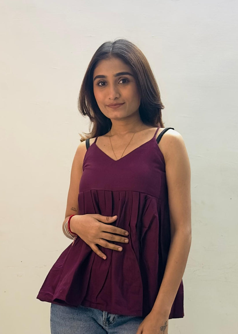 Maroon Colour Styled Back Top