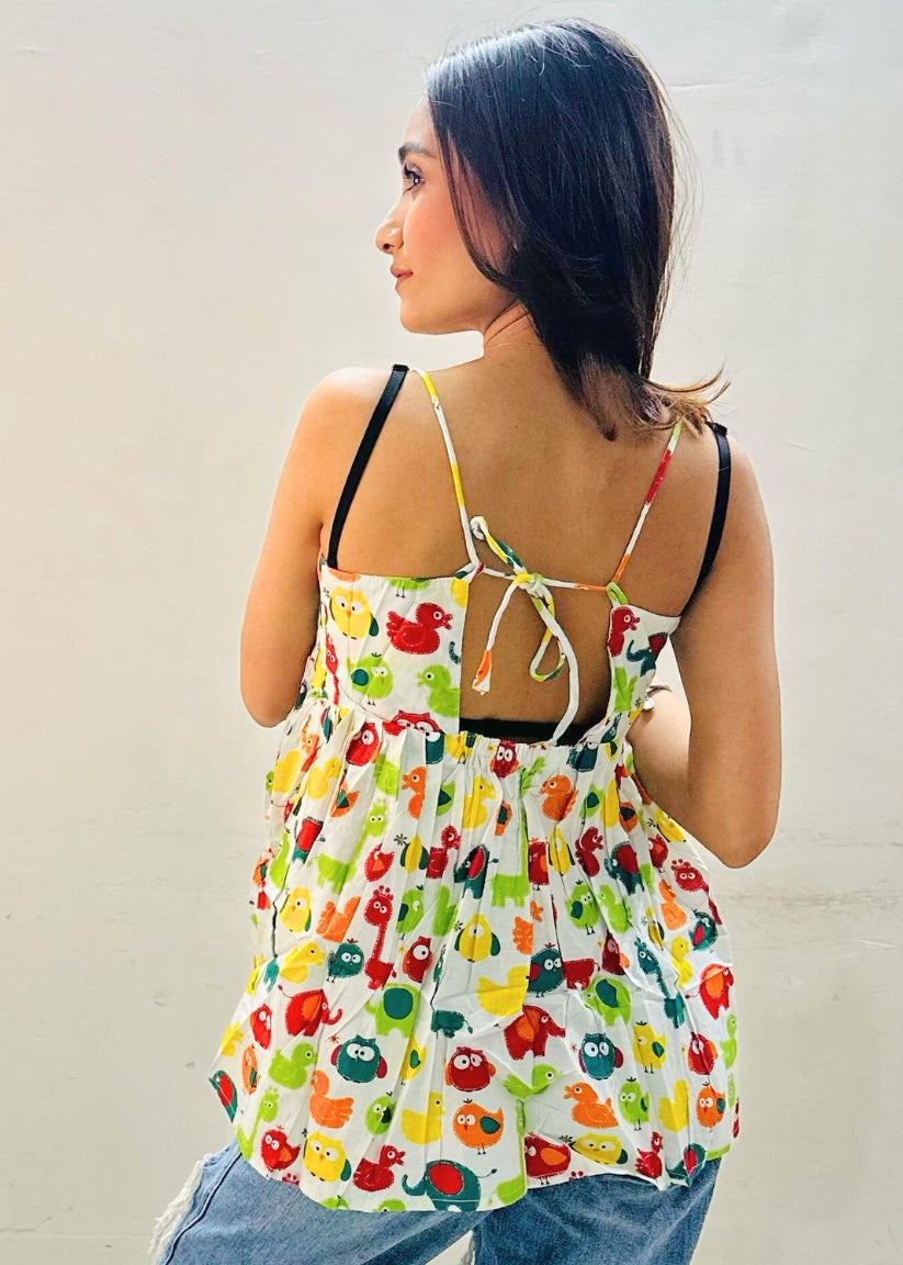 Multicoloured Styled Back Top