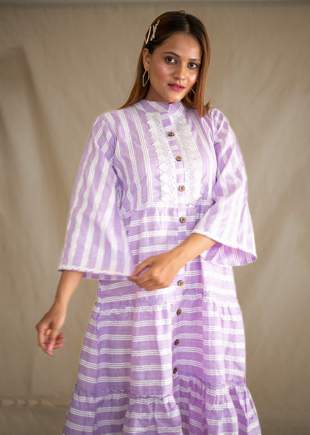 Lavender Tiered Shirt Dress