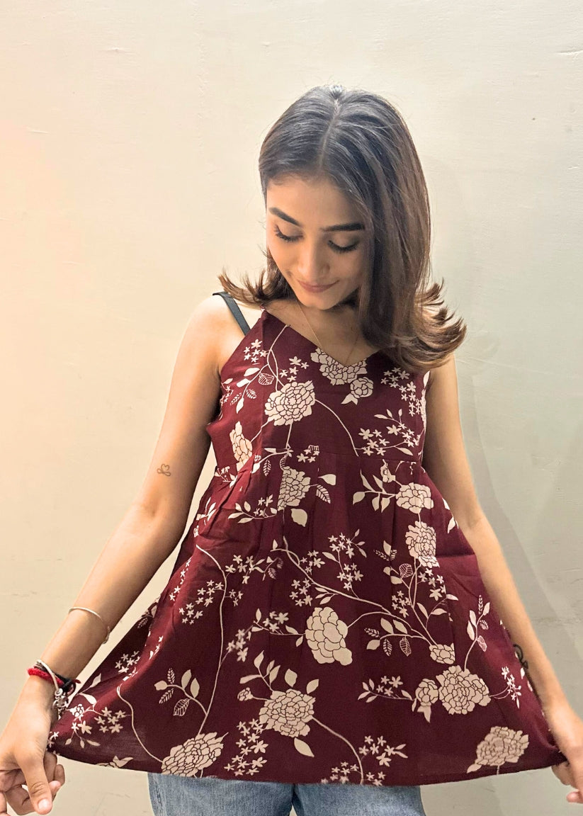 Maroon Styled Back Top