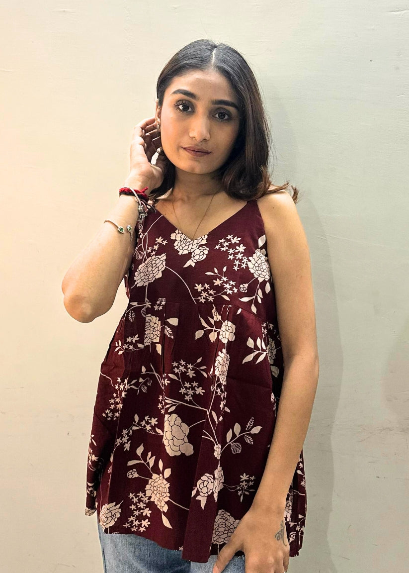 Maroon Styled Back Top