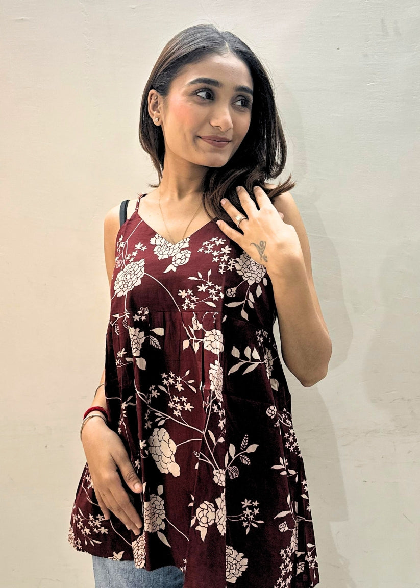 Maroon Styled Back Top