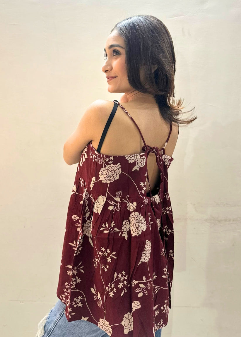 Maroon Styled Back Top