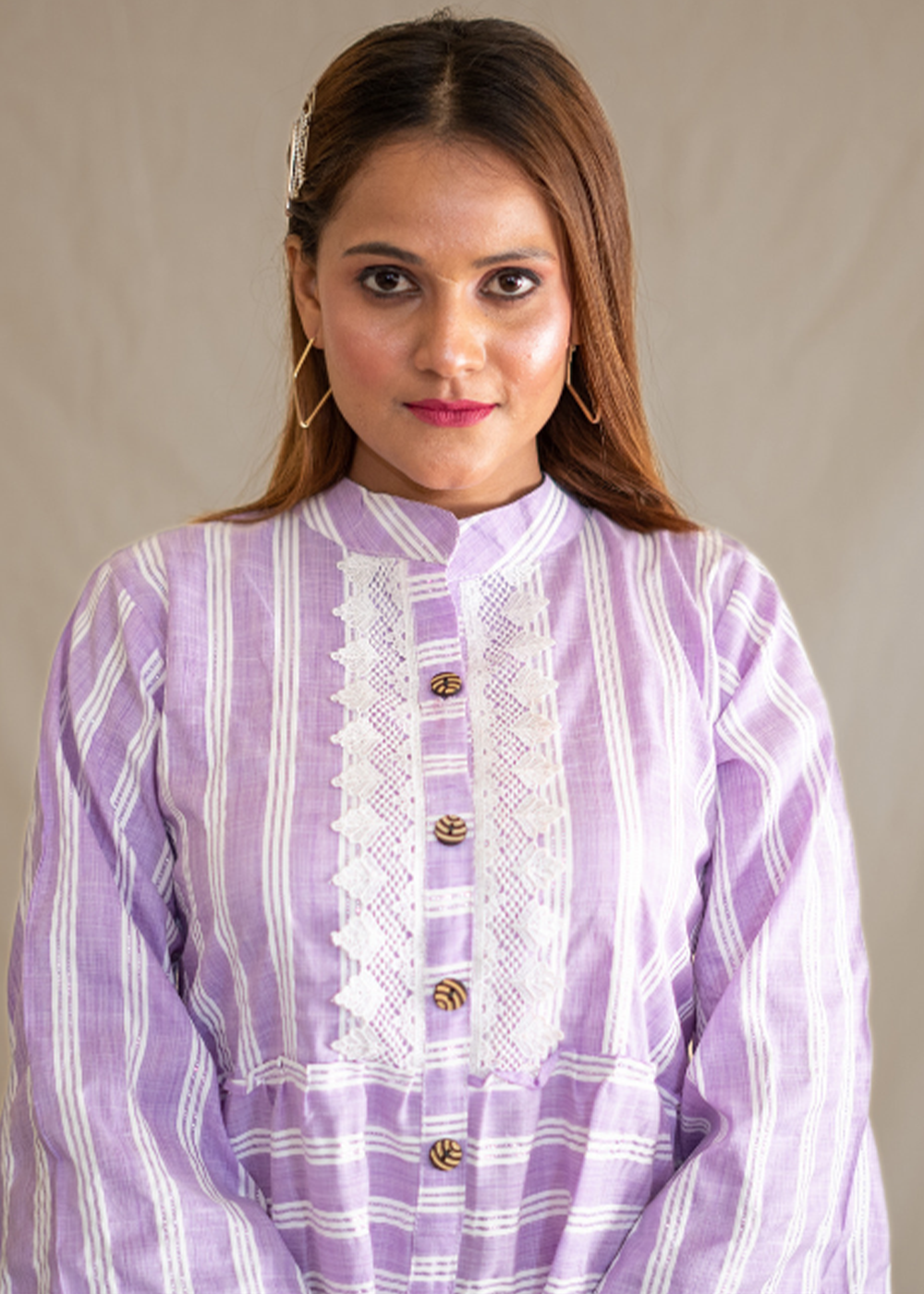 Lavender Tiered Shirt Dress