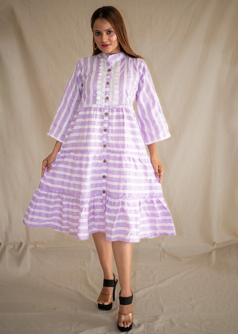 Lavender Tiered Shirt Dress