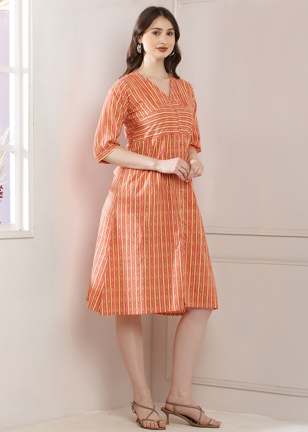 A-Line Dress With A Corset Design And Belt, Perfect For A Stylish Look