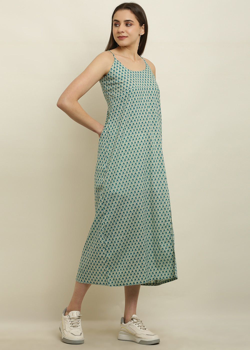 Noodle Strap Front Slit Dress