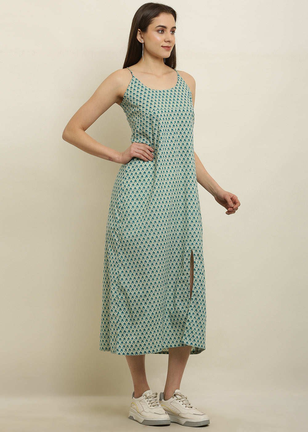 Noodle Strap Front Slit Dress