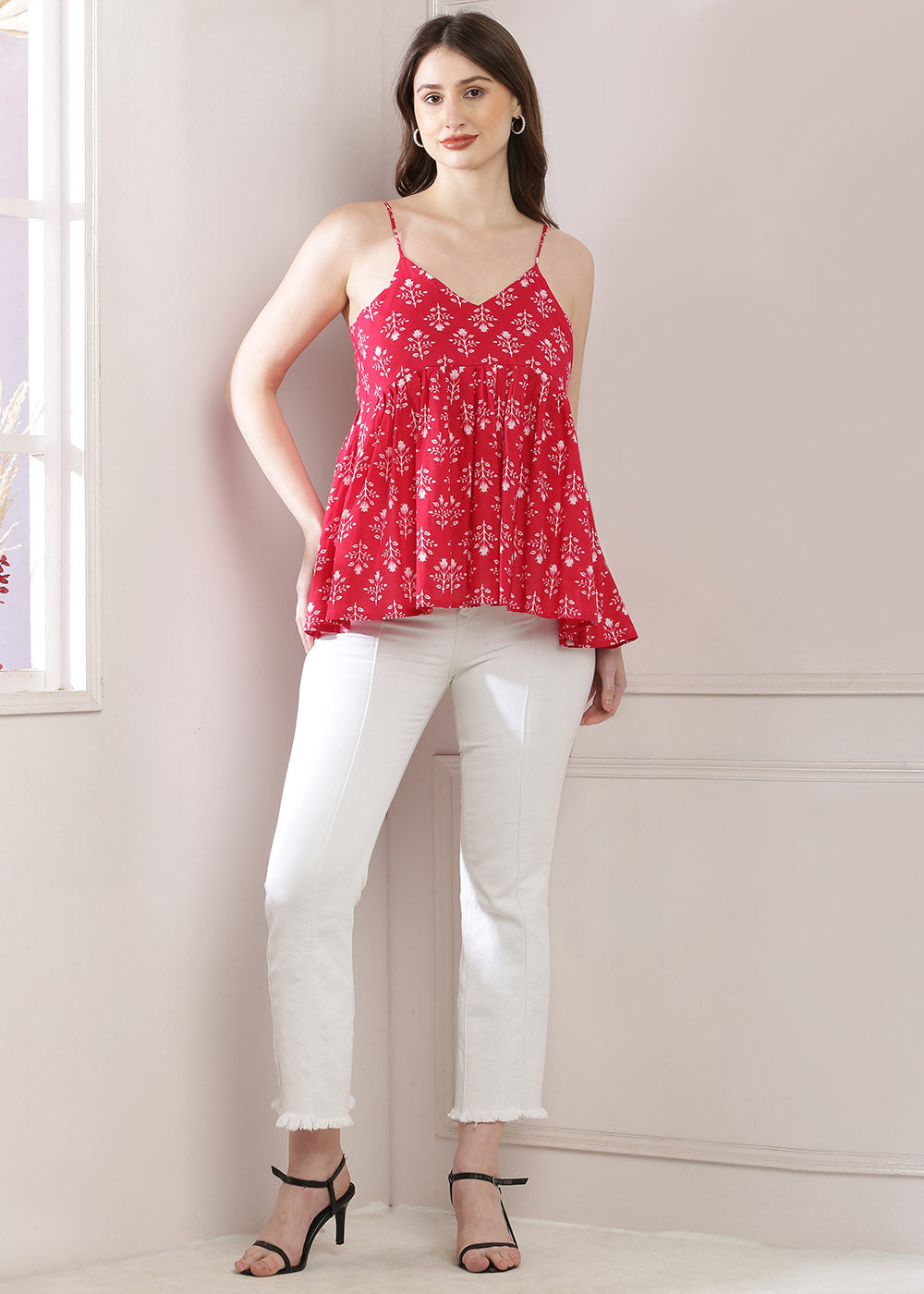 Red Styled Back Top