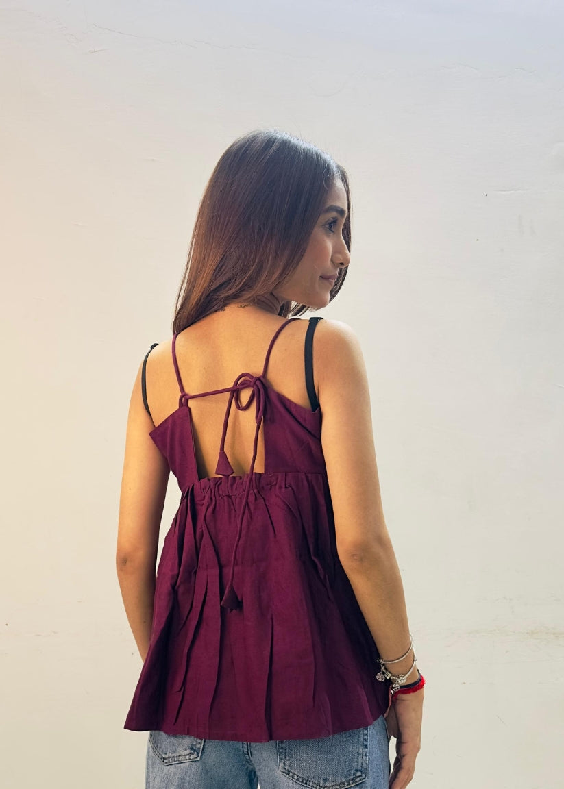 Maroon Colour Styled Back Top