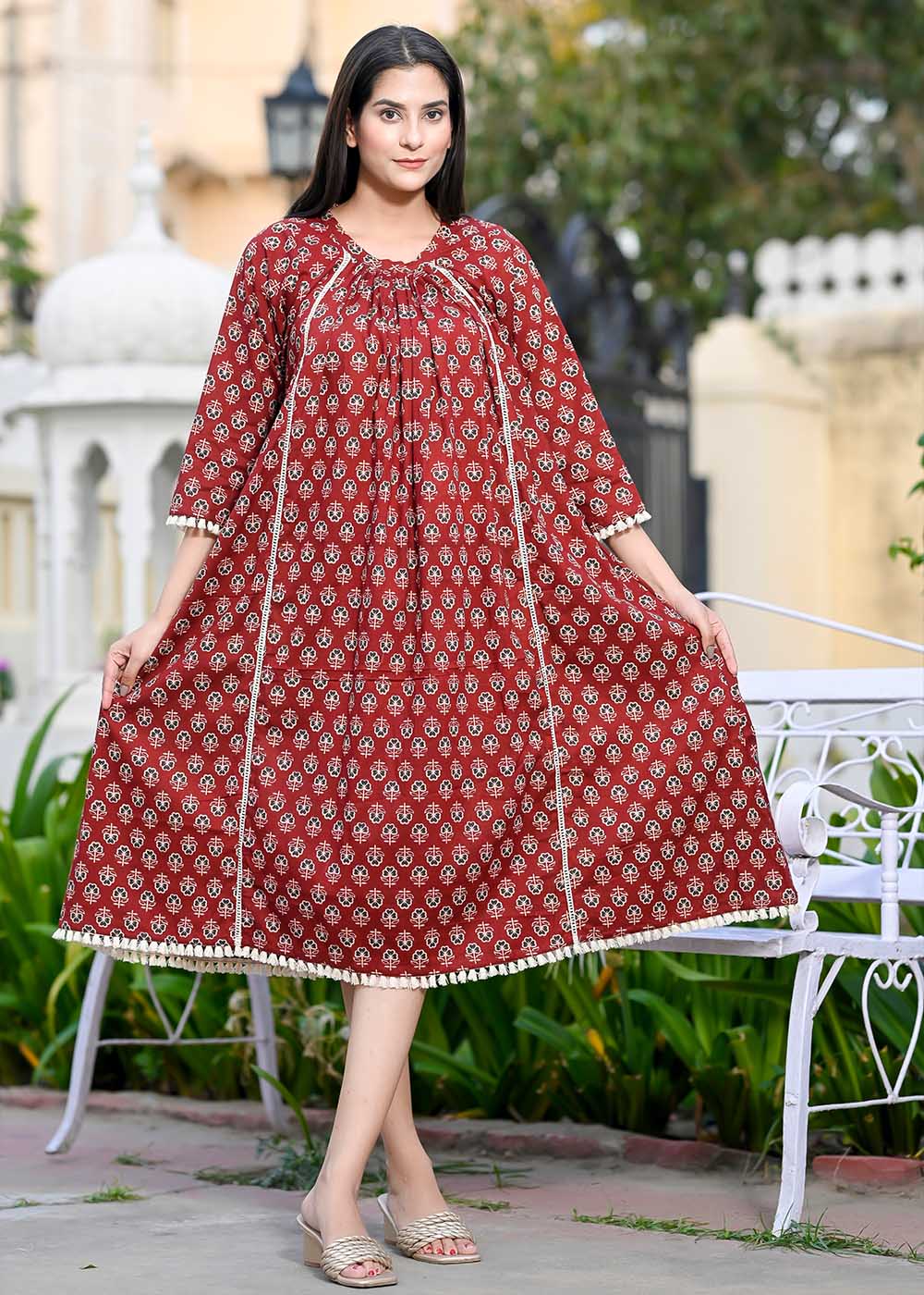 Enamour Maroon Dress With Pocket