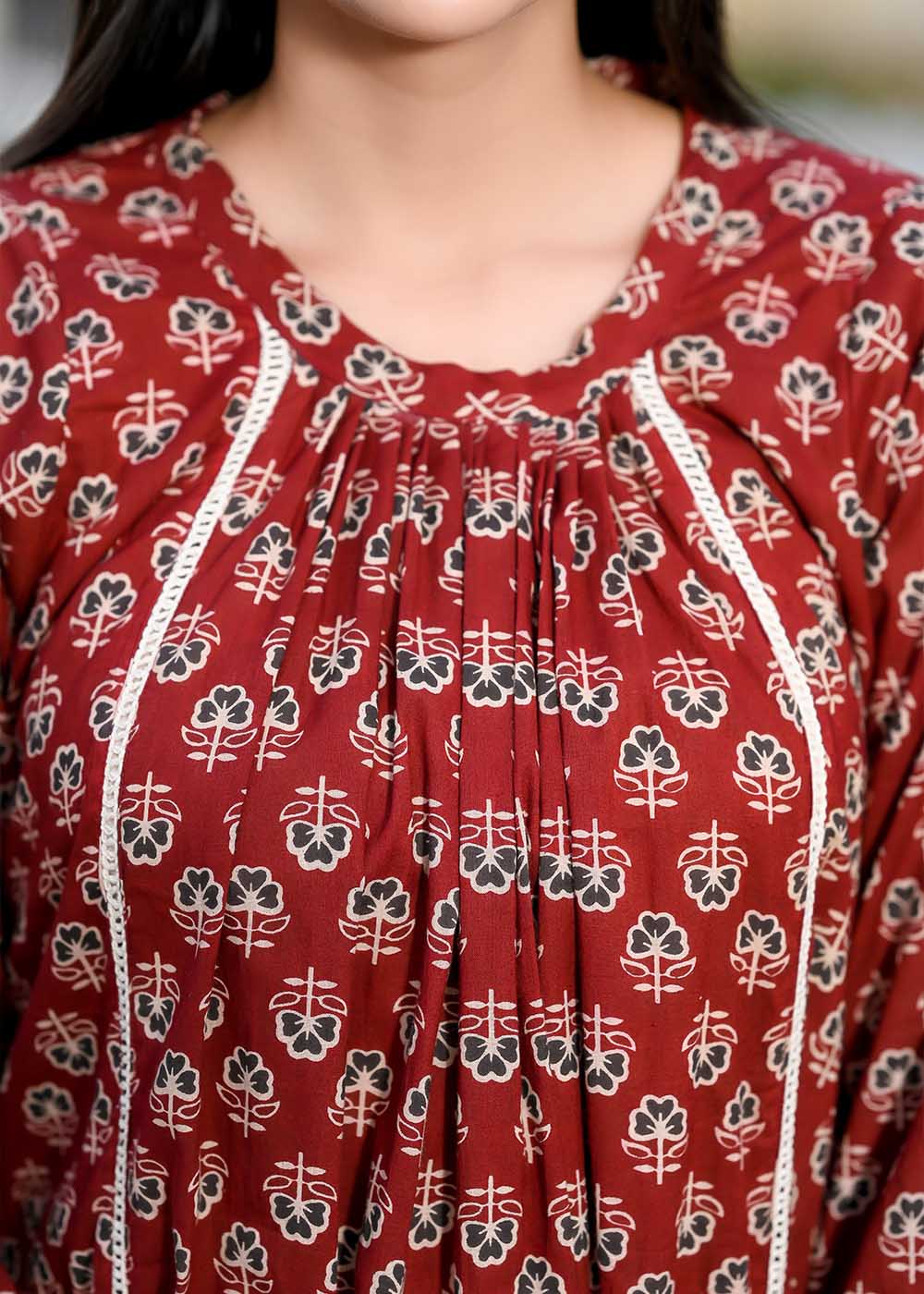 Enamour Maroon Dress With Pocket