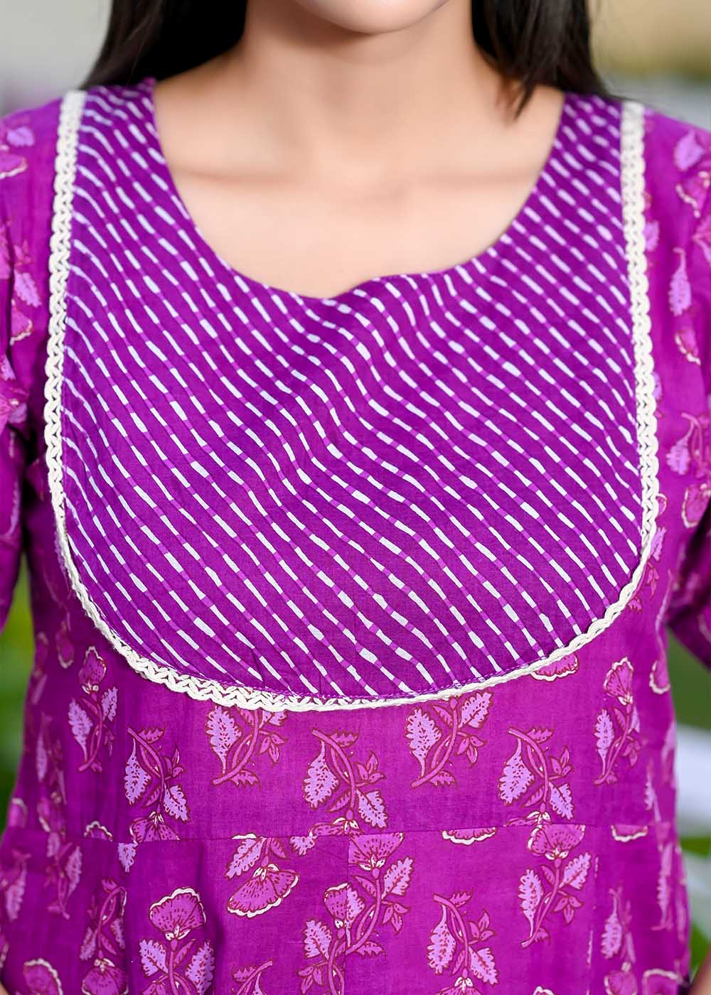 Godet Dress With Stylish Yoke Design