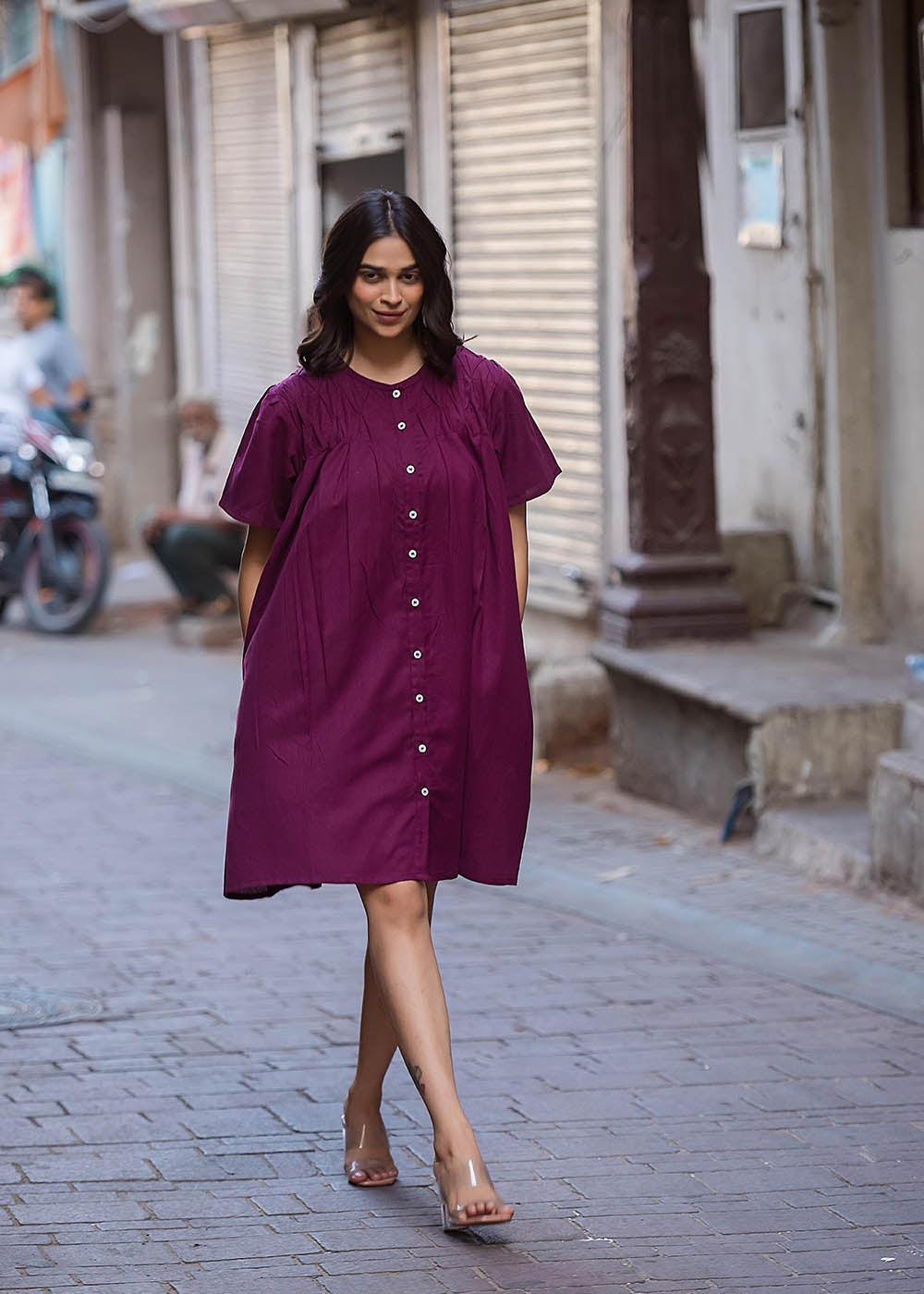 Front-Open Short Dress