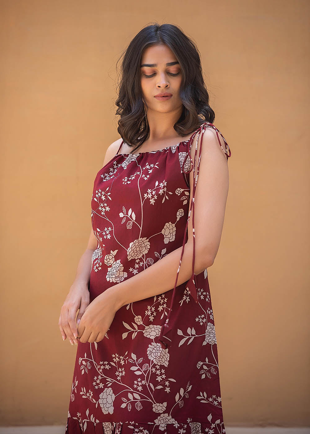 Maroon Drawstring Dress