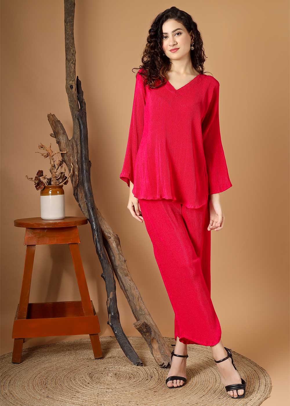 Pink Pleated Co-Ords Set