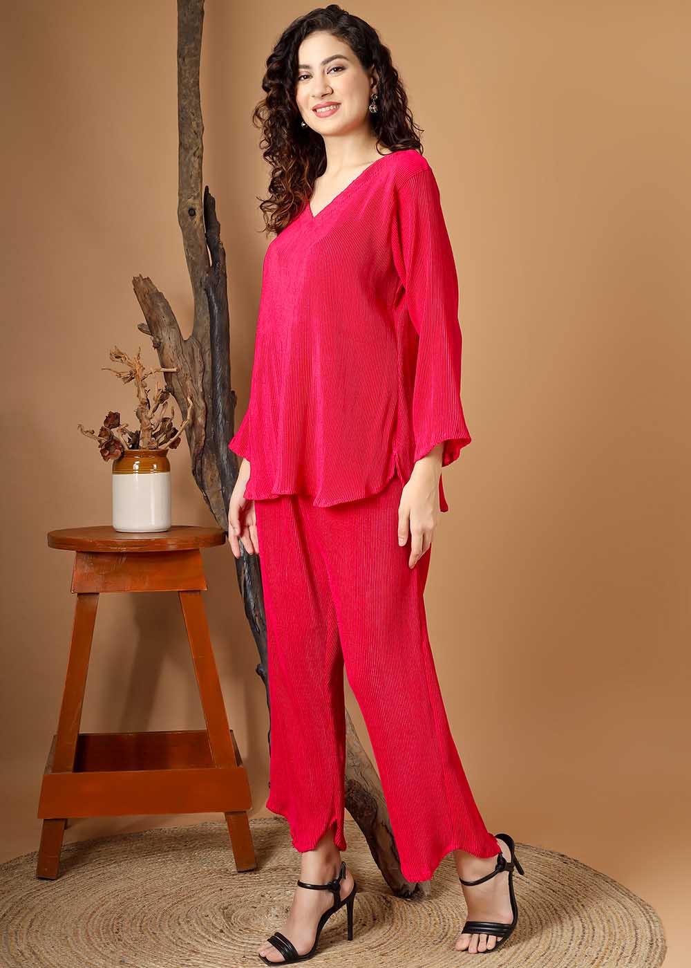 Pink Pleated Co-Ords Set