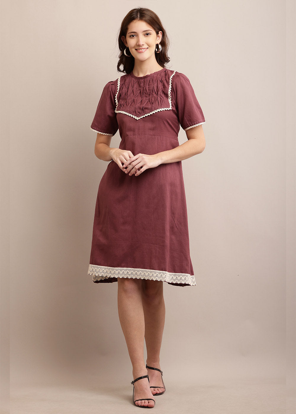 A-Line Pleated Yoke Dress