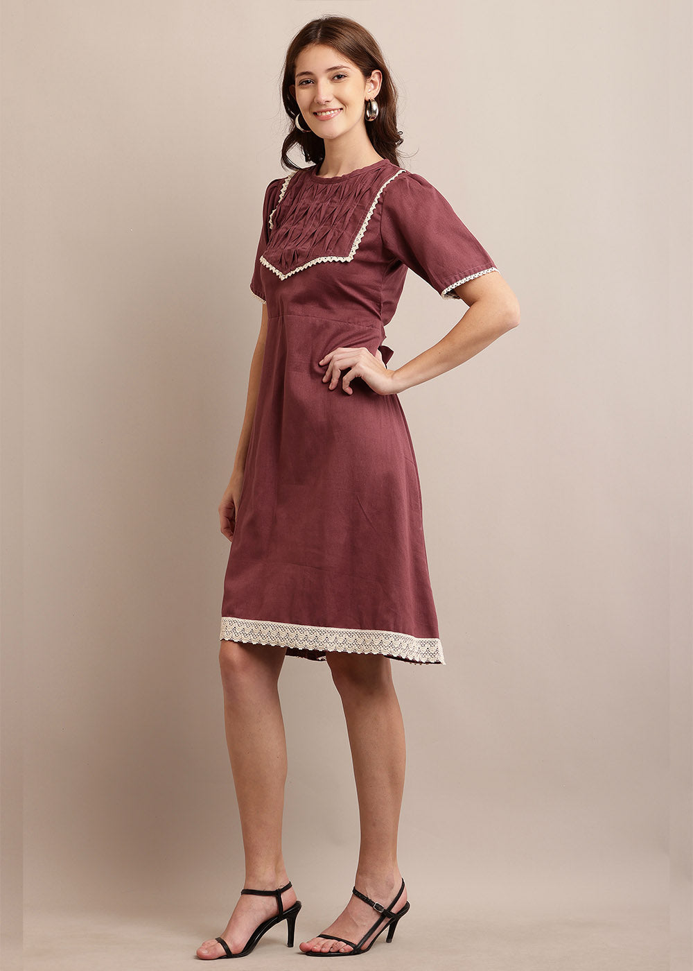 A-Line Pleated Yoke Dress