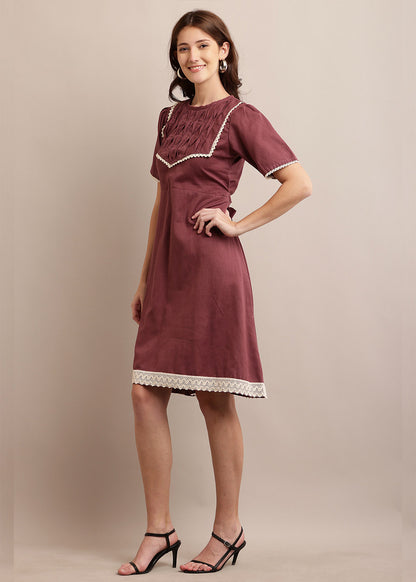A-Line Pleated Yoke Dress