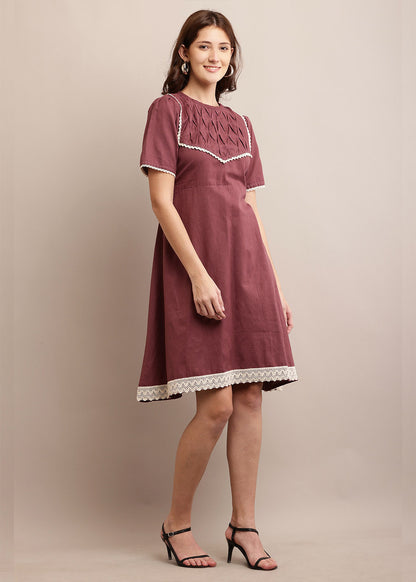 A-Line Pleated Yoke Dress