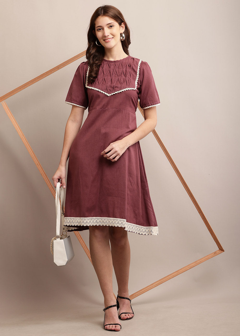 A-Line Pleated Yoke Dress