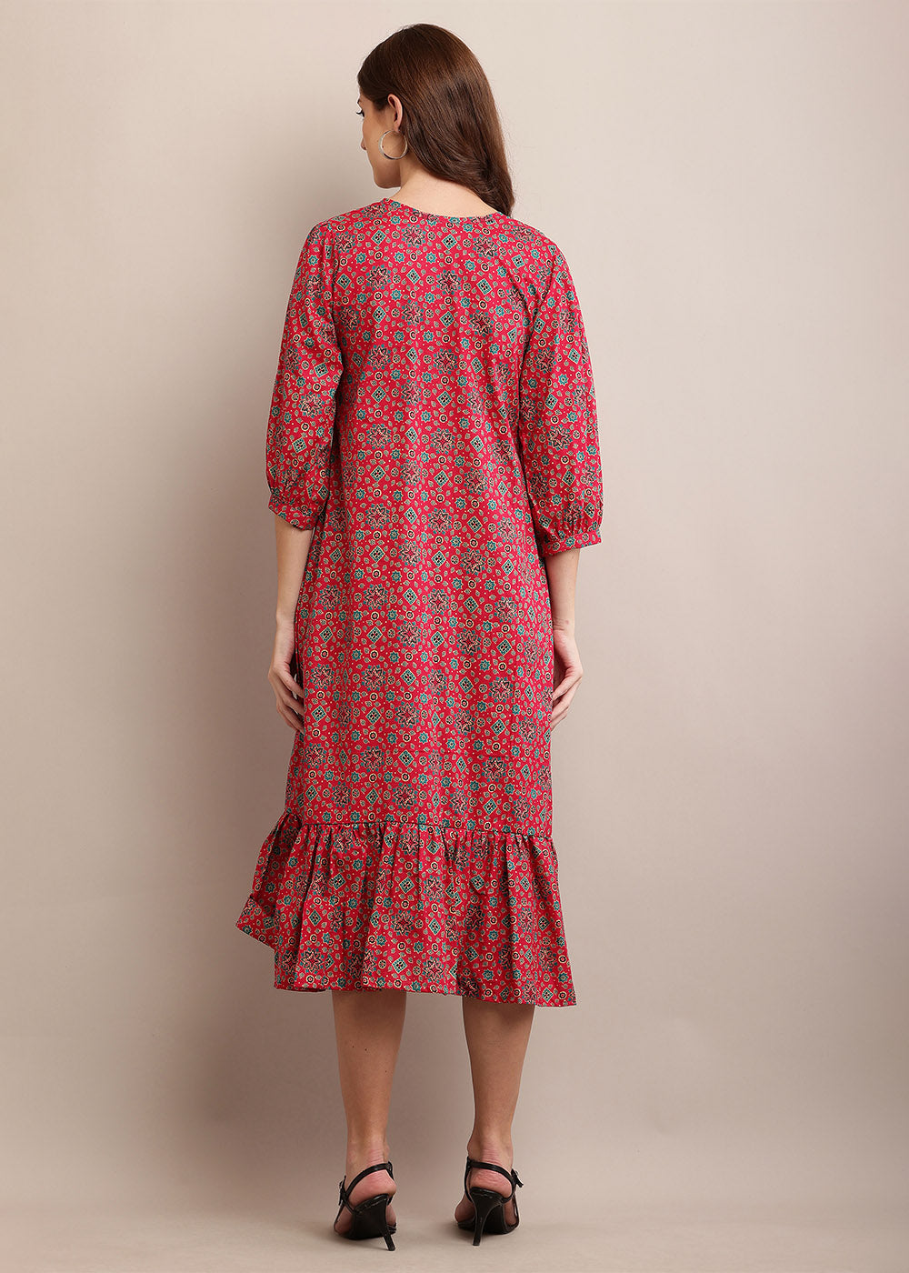 Adore Printed Cotton Long Dress With Pocket