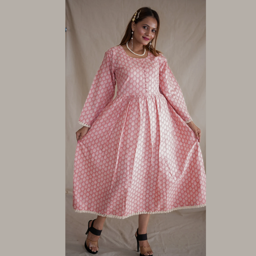 Pretty Pink Scoop Neckline Dress