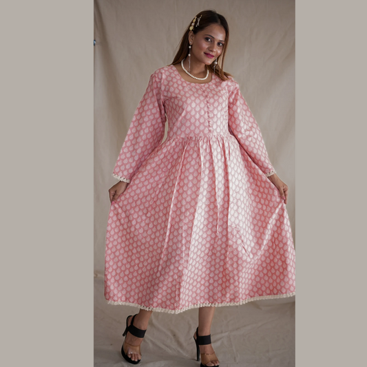 Pretty Pink Scoop Neckline Dress