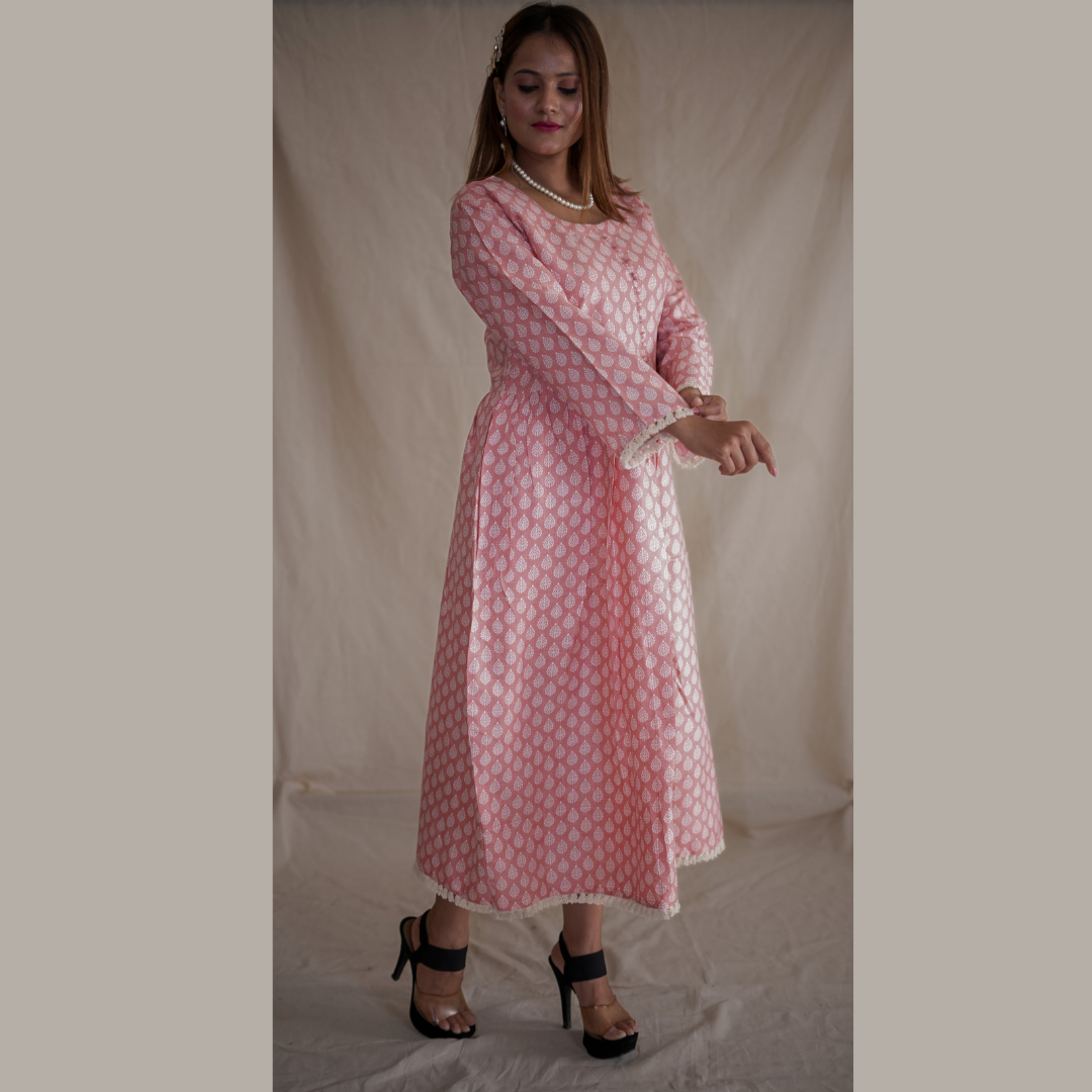 Pretty Pink Scoop Neckline Dress