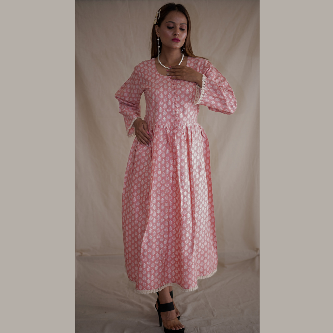 Pretty Pink Scoop Neckline Dress