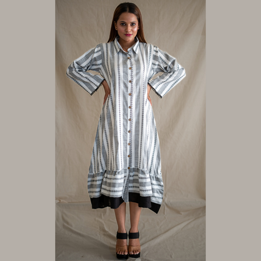 Ruffle Hem Shirt Dress