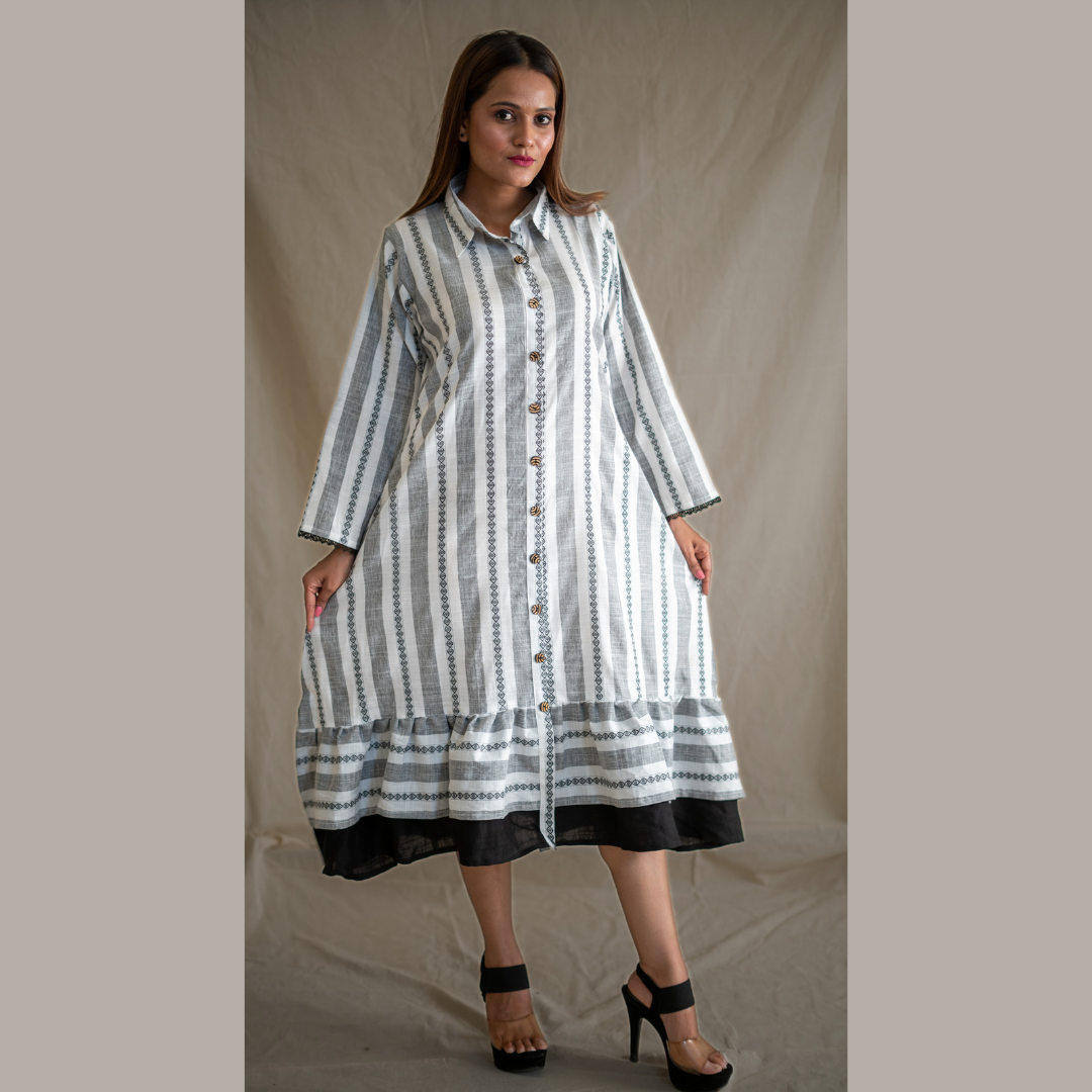 Ruffle Hem Shirt Dress
