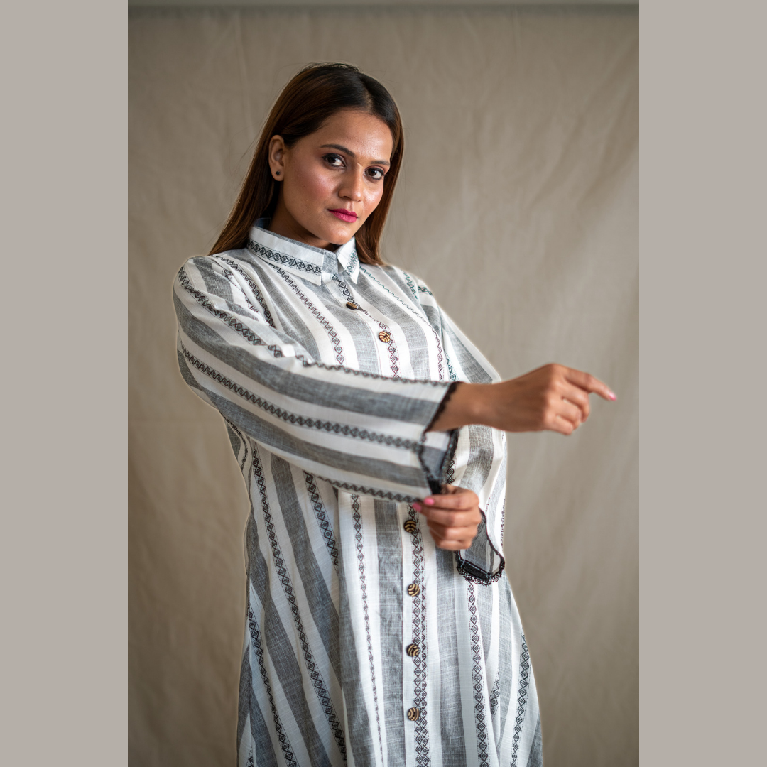 Ruffle Hem Shirt Dress