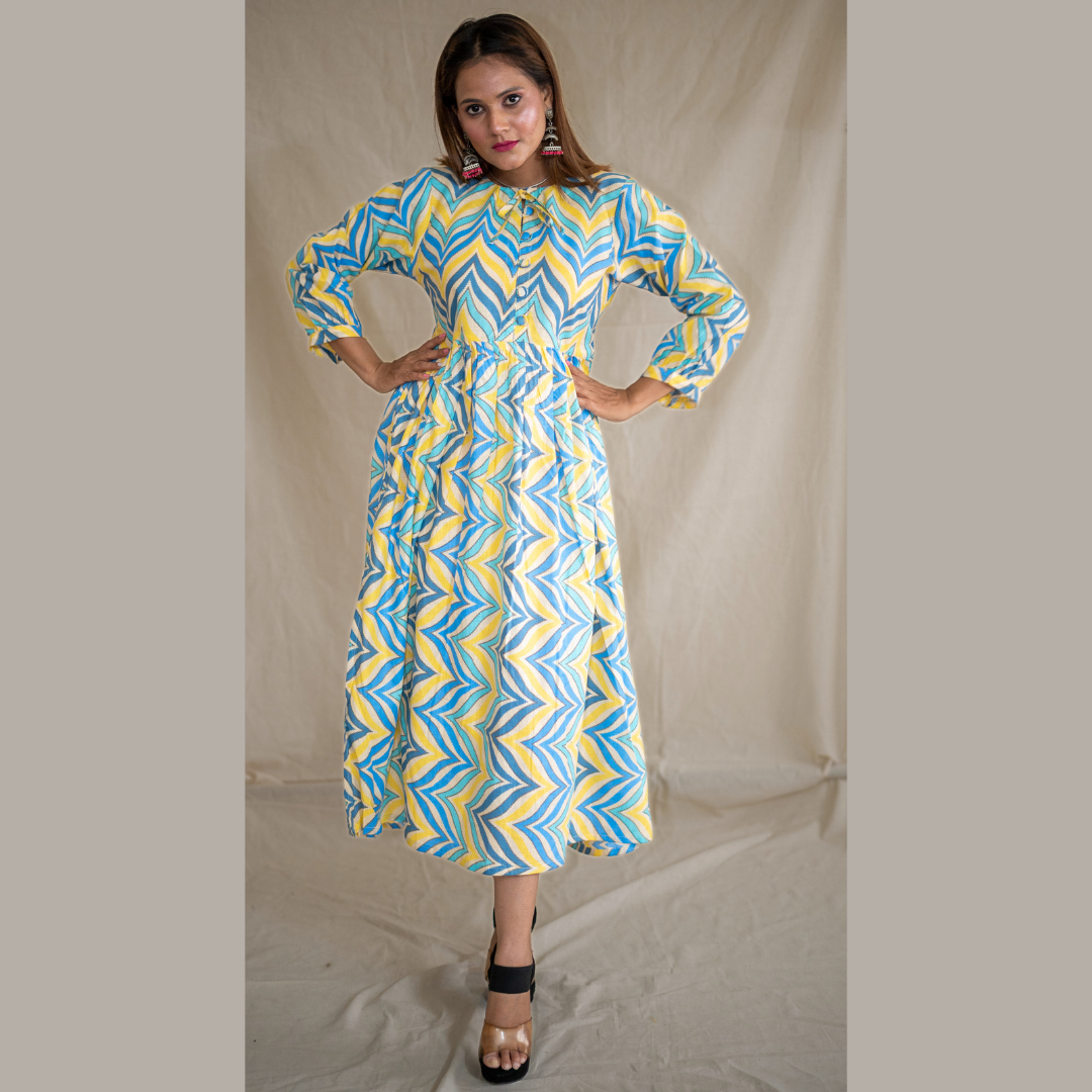 Zigzag High Slit Dress