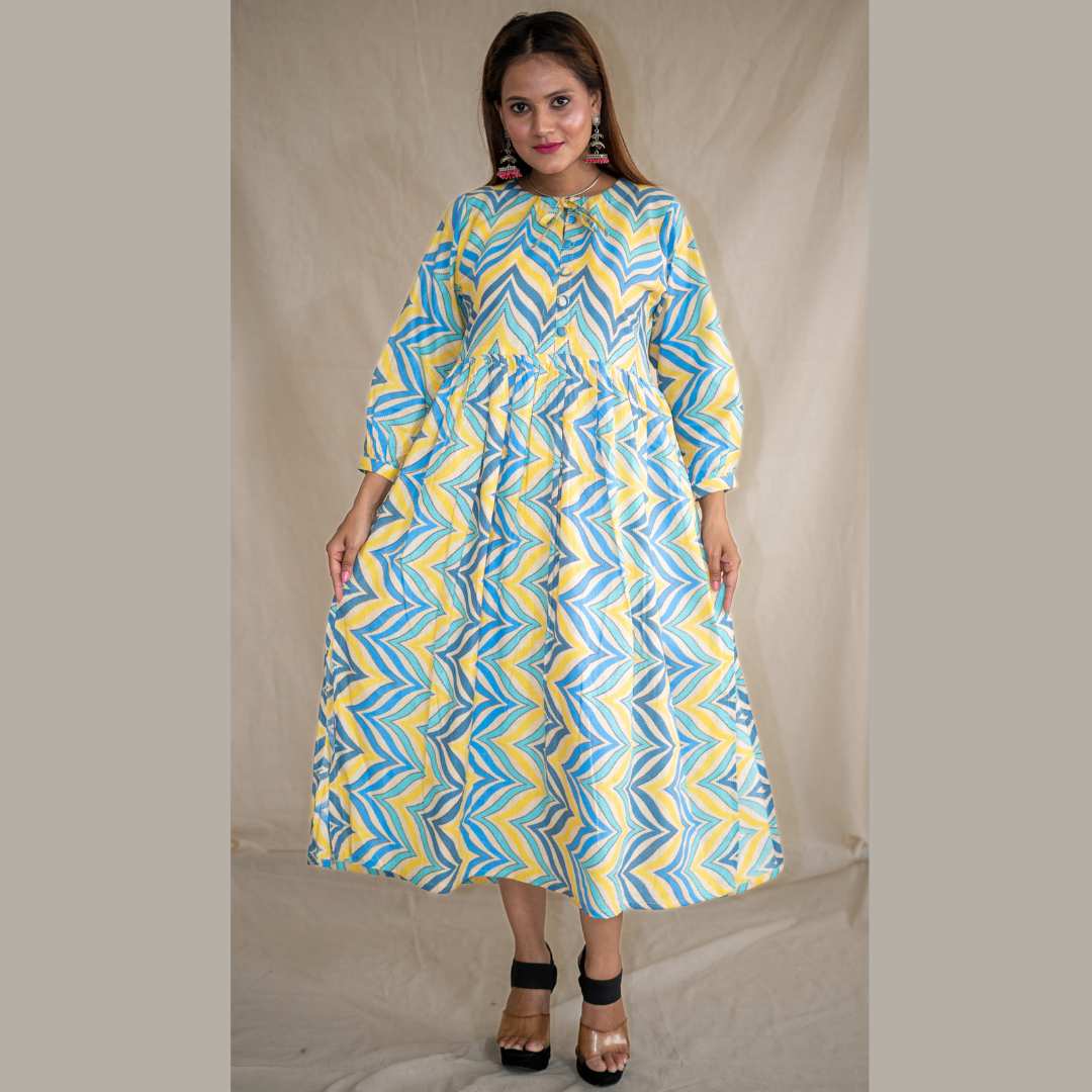 Zigzag High Slit Dress