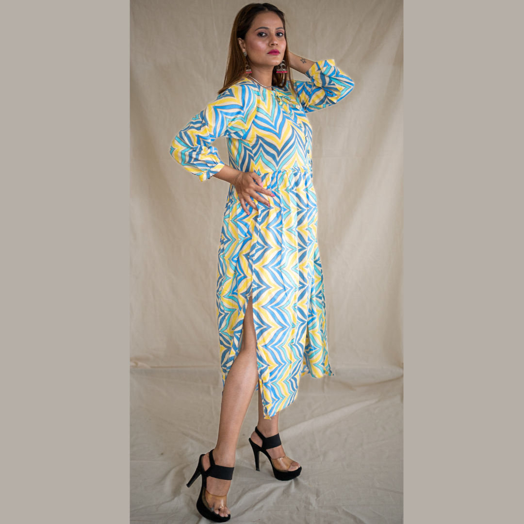 Zigzag High Slit Dress