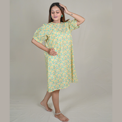 Yellow Patola Print Flared Shift Dress