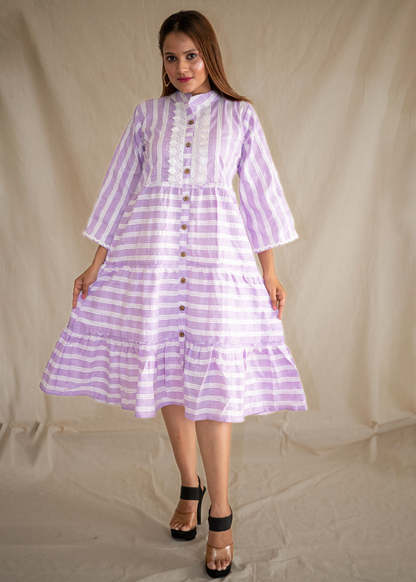 Lavender Tiered Shirt Dress