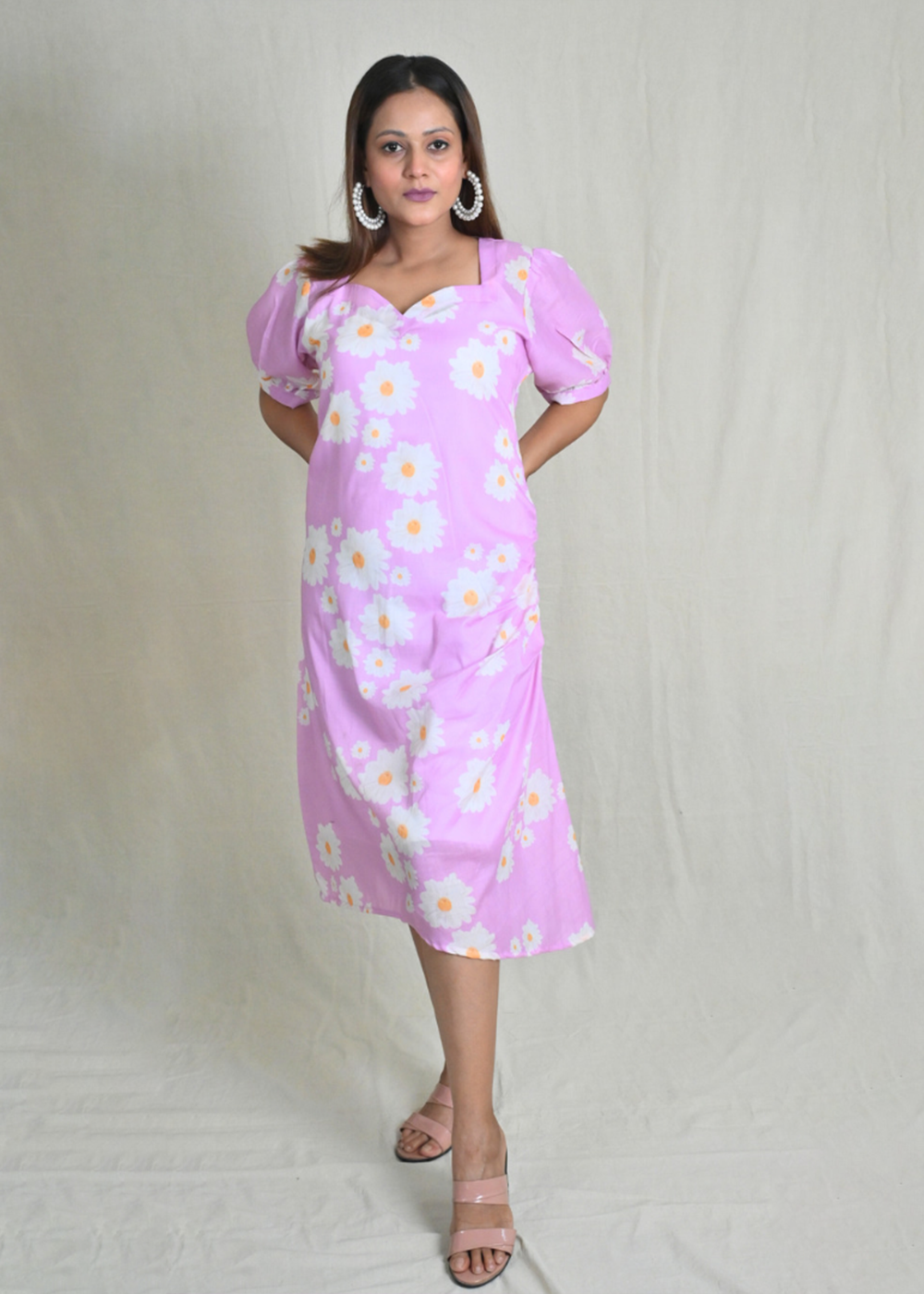 Glamorous Flower Print Midi Dress