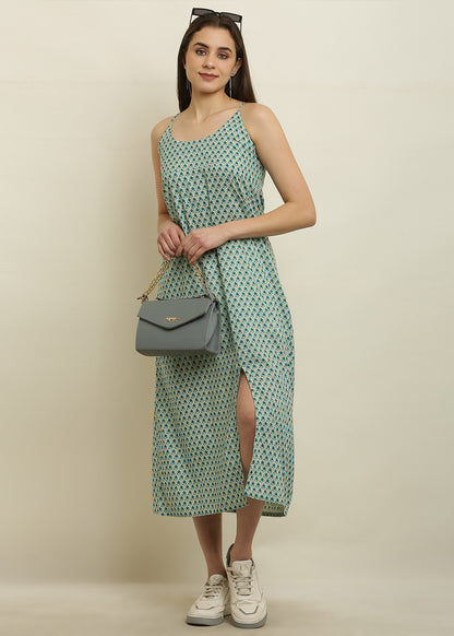 Noodle Strap Front Slit Dress