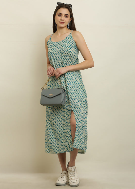 Noodle Strap Front Slit Dress