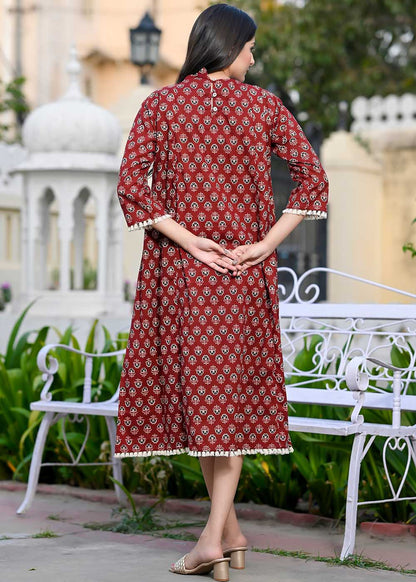 Enamour Maroon Dress With Pocket