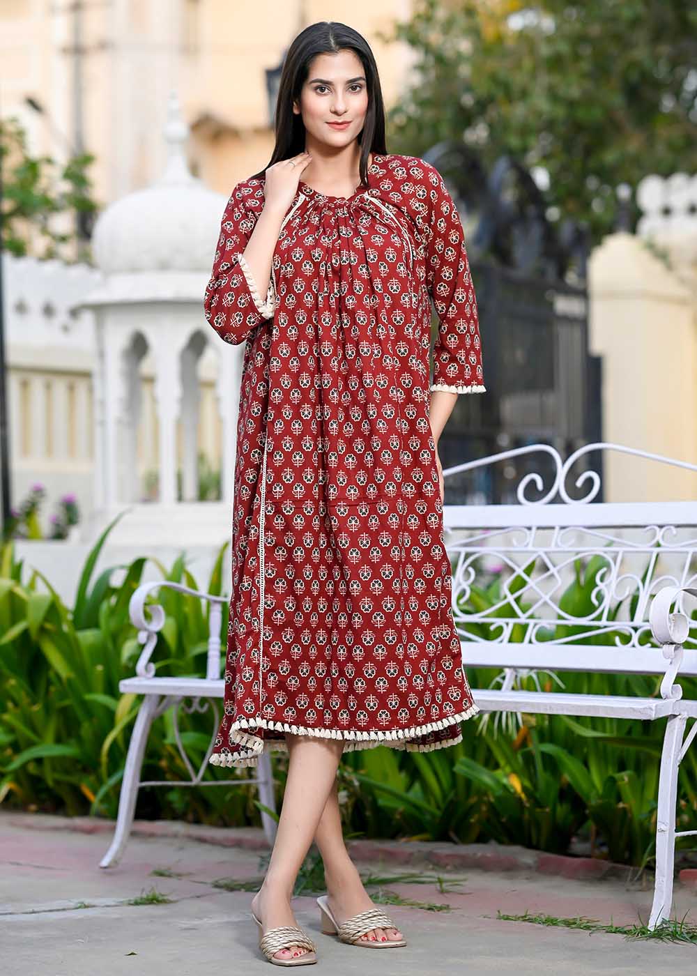Enamour Maroon Dress With Pocket