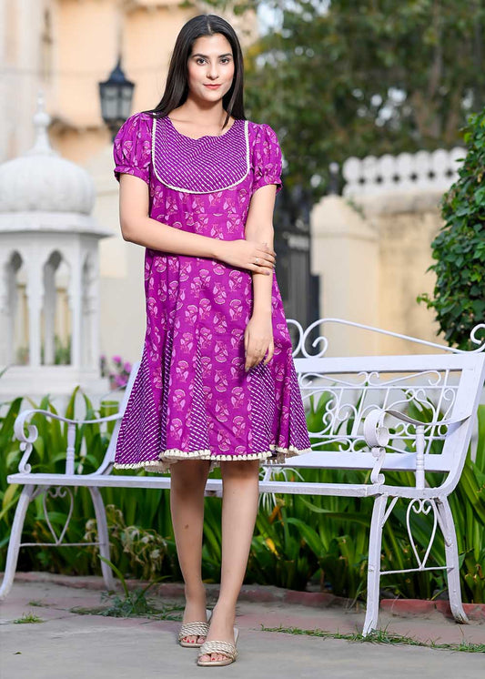 Godet Dress With Stylish Yoke Design