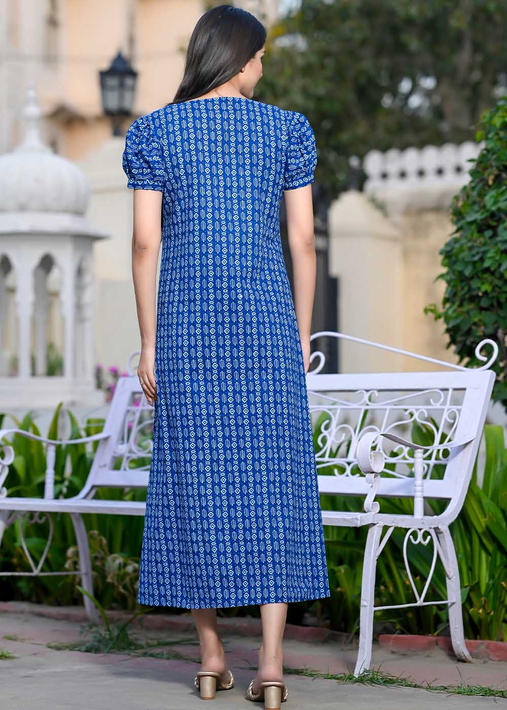 Blue Oasis Dress With Front Slit