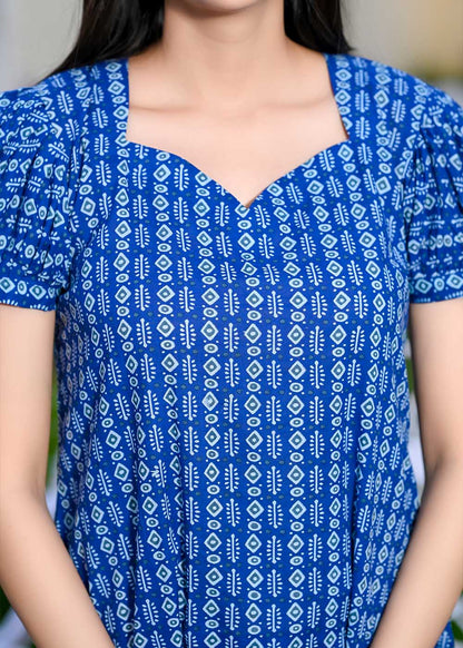 Blue Oasis Dress With Front Slit